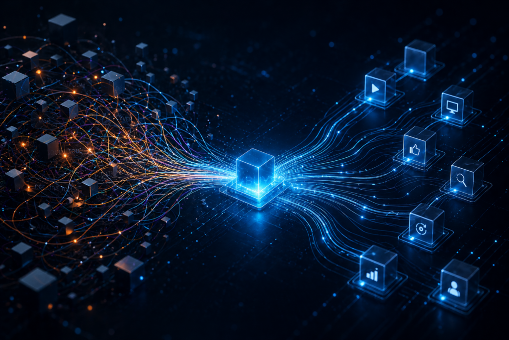 Centralized platform connecting multiple media channels into a unified system for full-service digital advertising execution